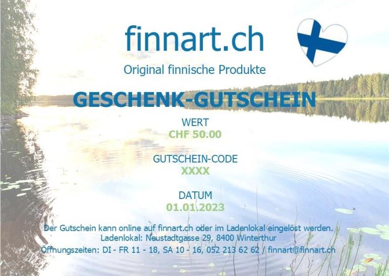 finnart Geschenkgutschein 50 CHF