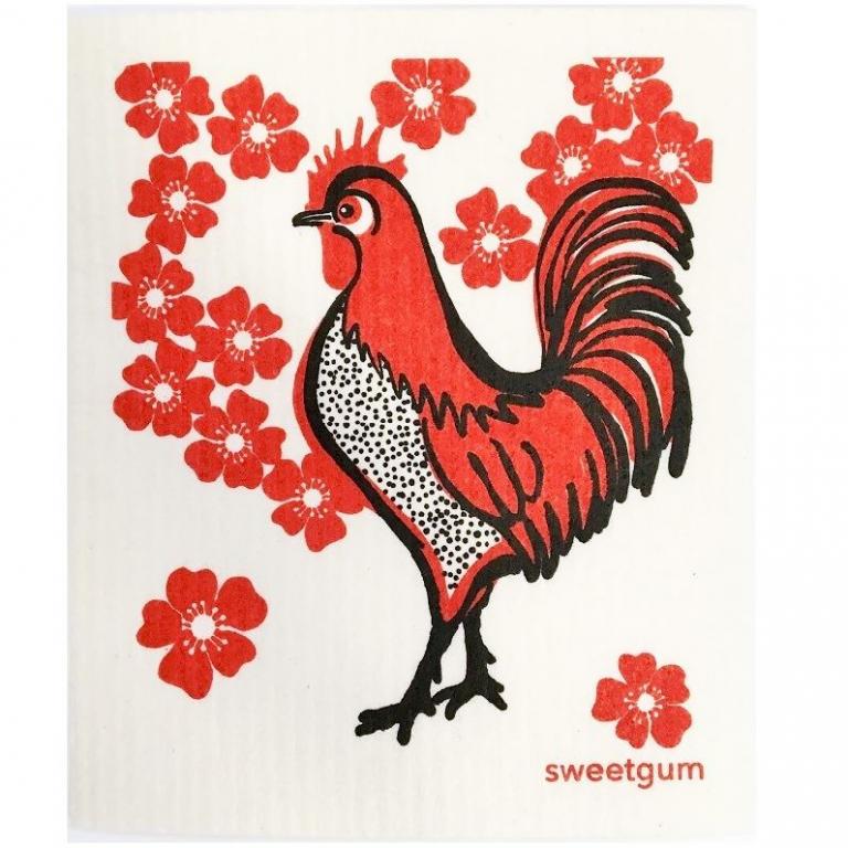 More Joy Schwammtuch roter Hahn